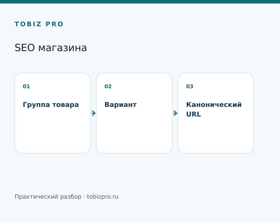 Группа товара. Вариант. Канонический URL - TOBIZ PRO