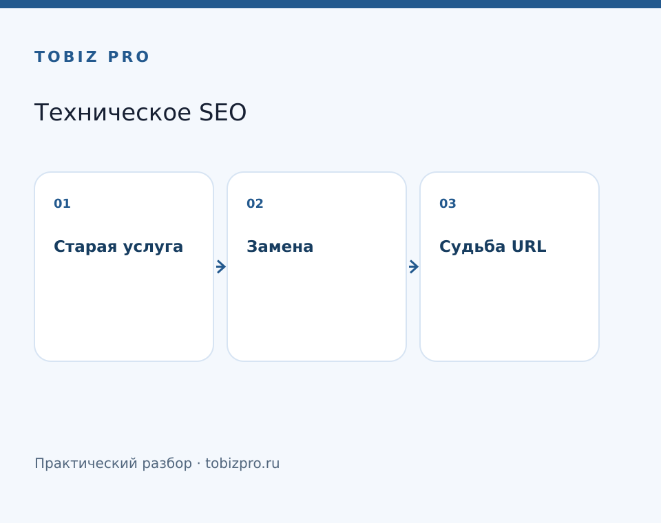 Старая услуга. Замена. Судьба URL - TOBIZ PRO