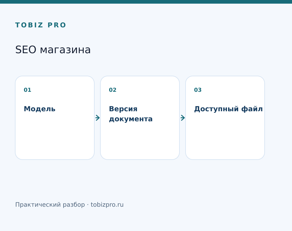 Модель. Версия документа. Доступный файл - TOBIZ PRO