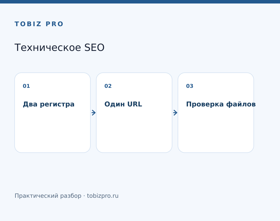 Два регистра. Один URL. Проверка файлов - TOBIZ PRO